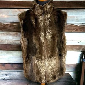 Pelted Faux Fur Vest with High Collar